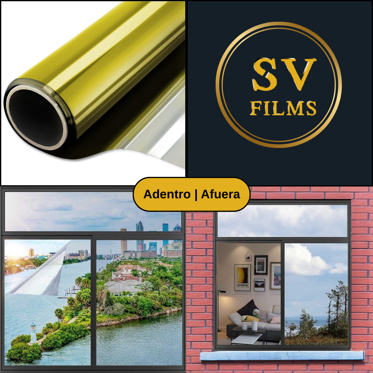 FILMS ESPEJADO GOLD ROLLO 1.52 X 30MTS VT17%-UVR87%-IRR88% 2Mil Thicknes